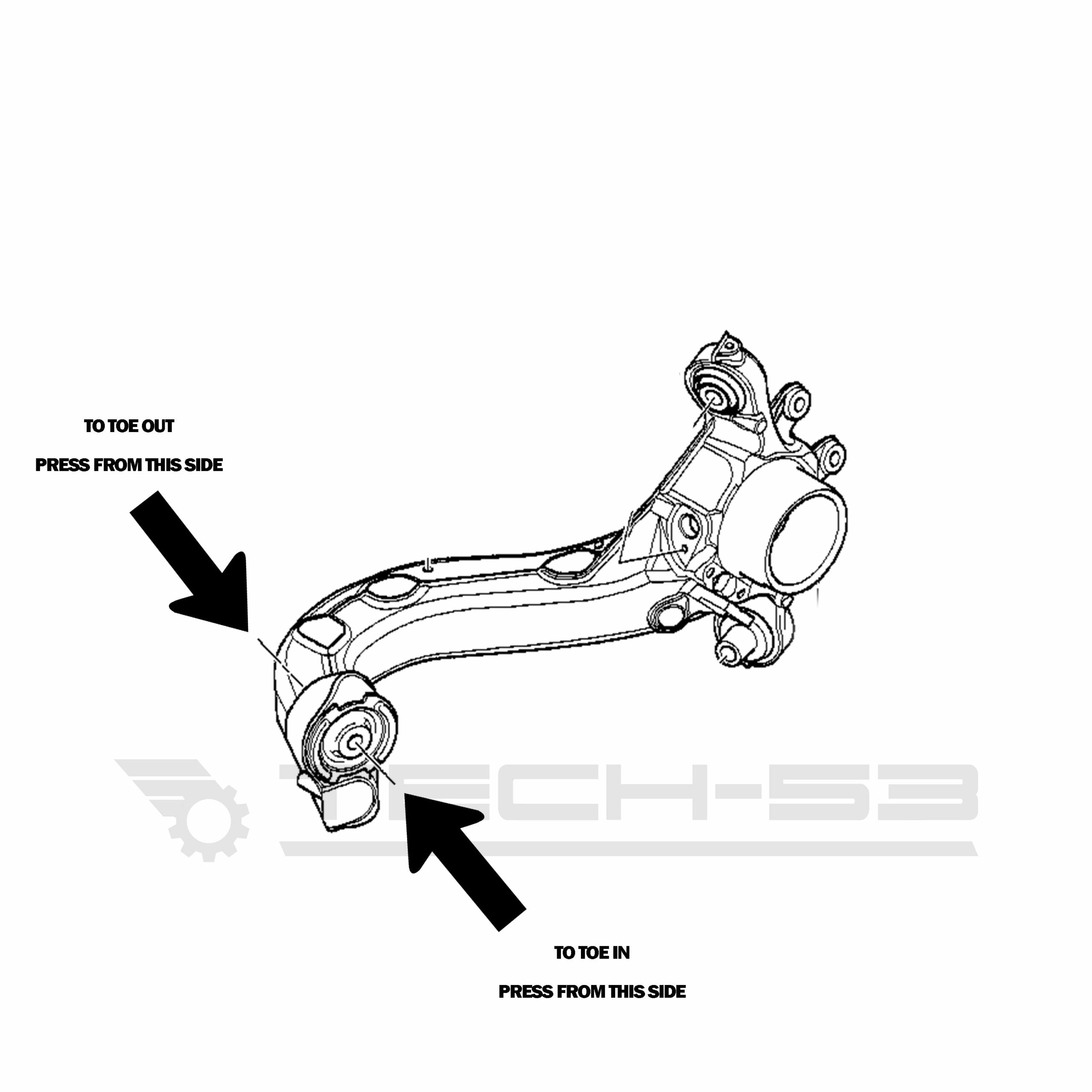 Install diagram of variable toe monoball rear tension arm bushing for BMW E36 / E46