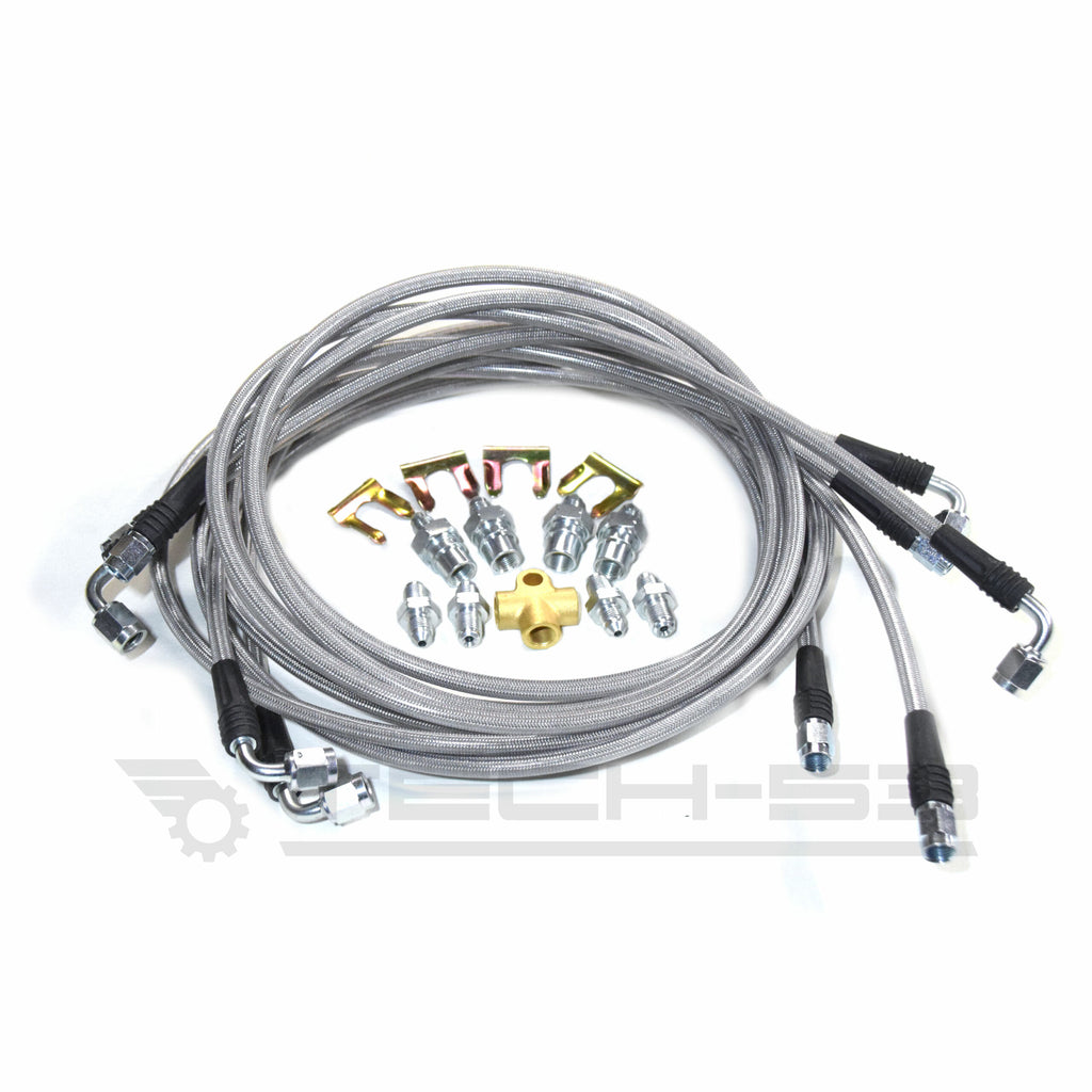 Hardline to braided stainless steel brake line conversion V1 kit with hardware for BMW E36