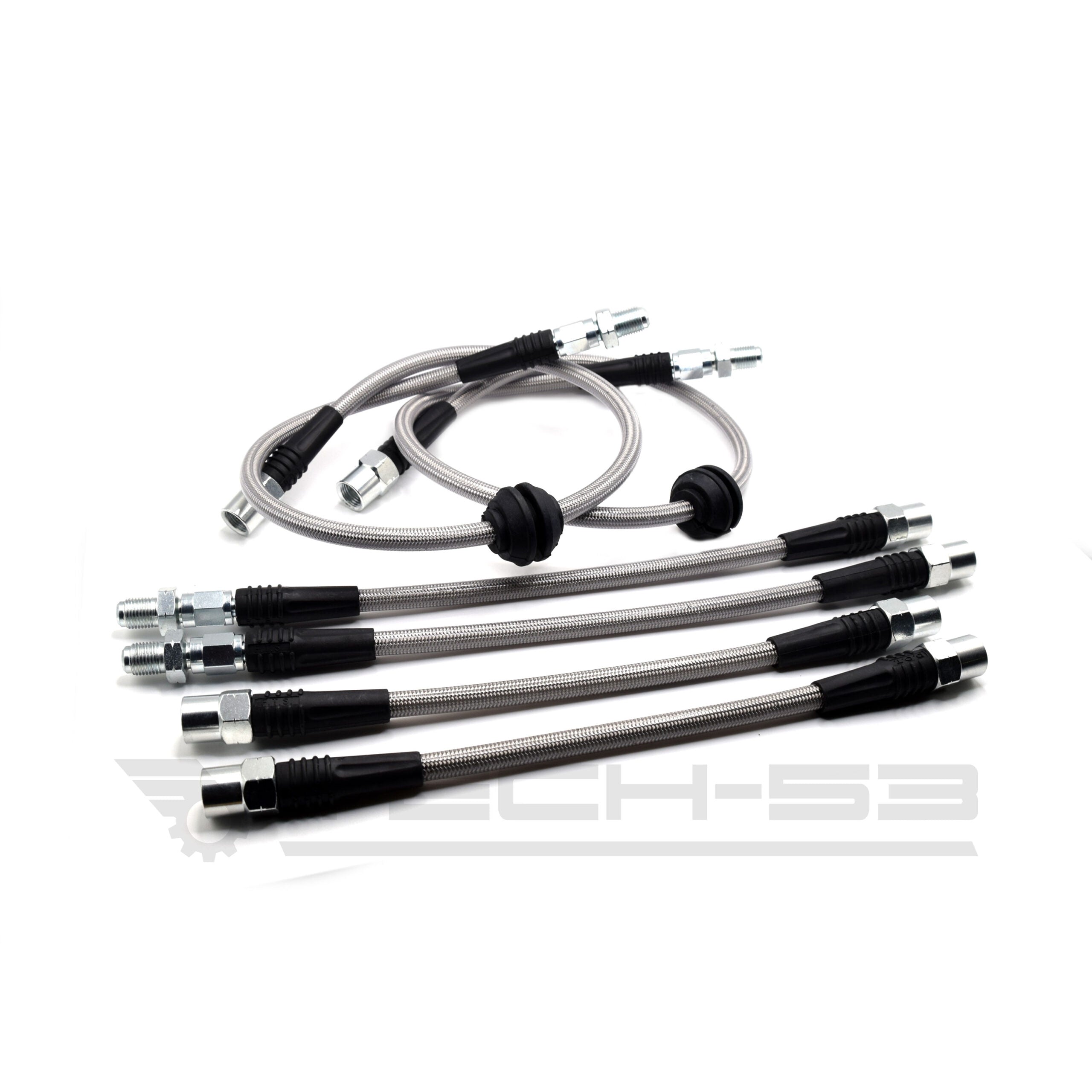 DOT compliant front and rear braided stainless steel brake lines for non-M BMW E8X / E9X