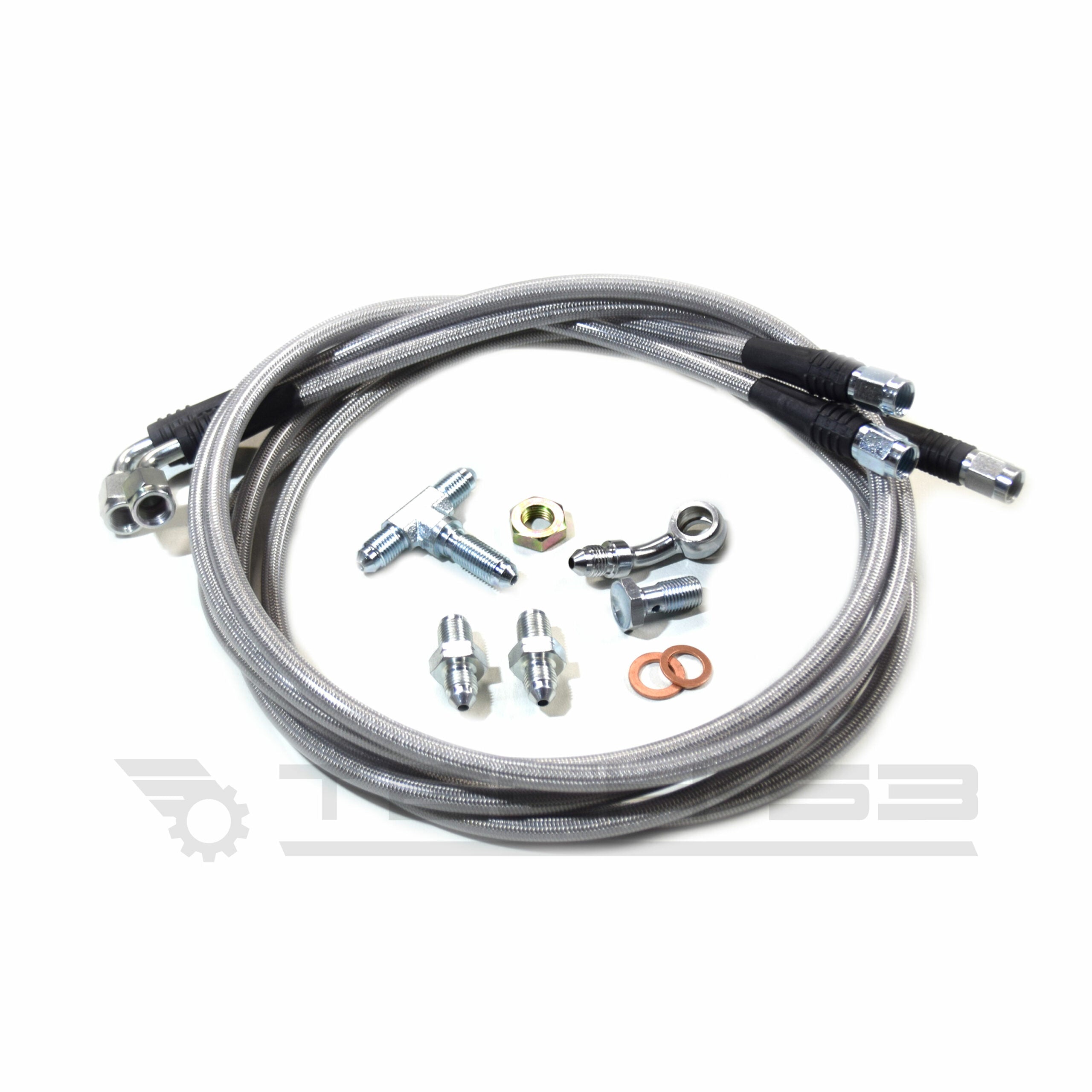 DOT compliant stainless steel braided dual hydraulic handbrake / e-brake line kit for BMW