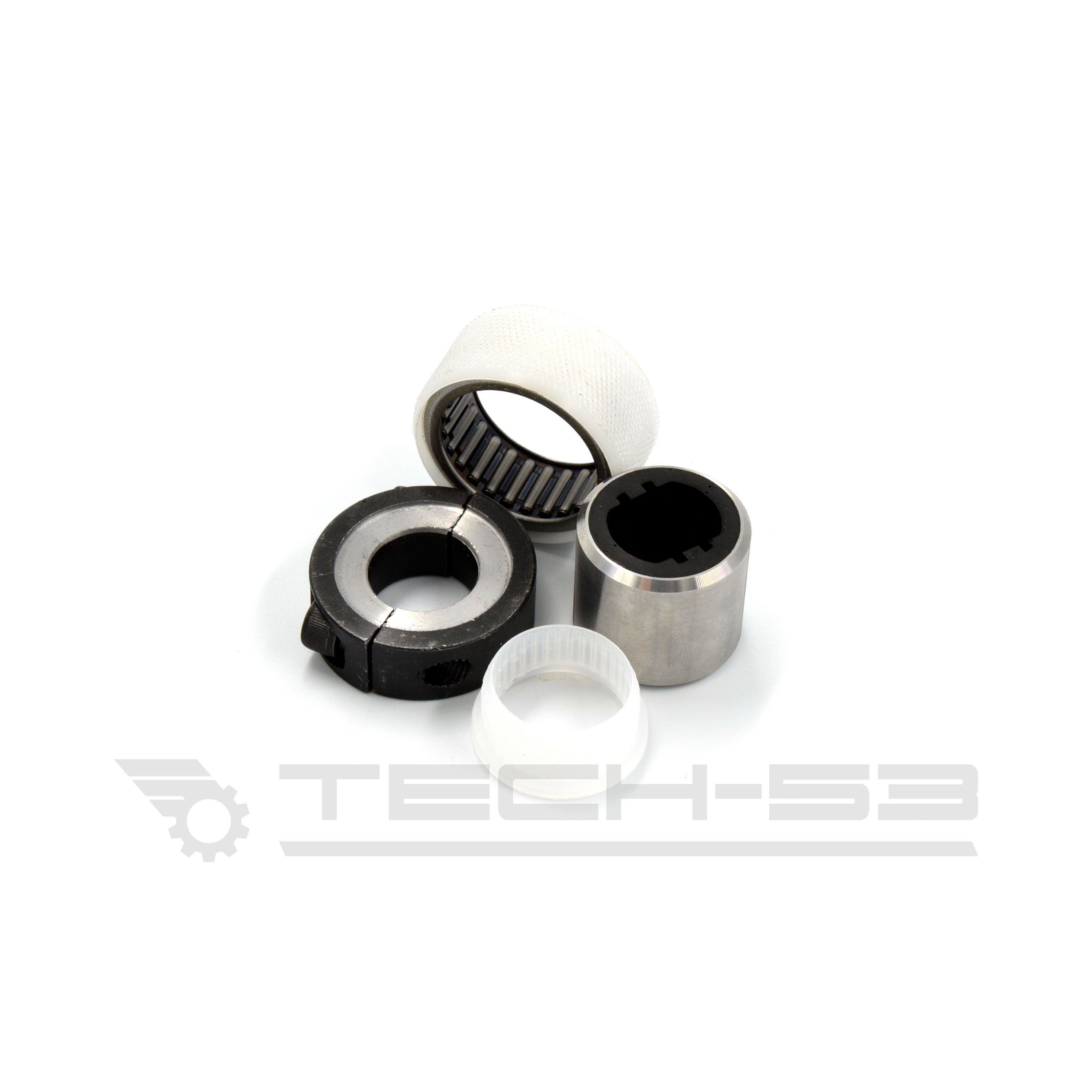 Rebuild kit for VW MK1 lower steering column comes with inner race, bearing, retainer and sleeve.
