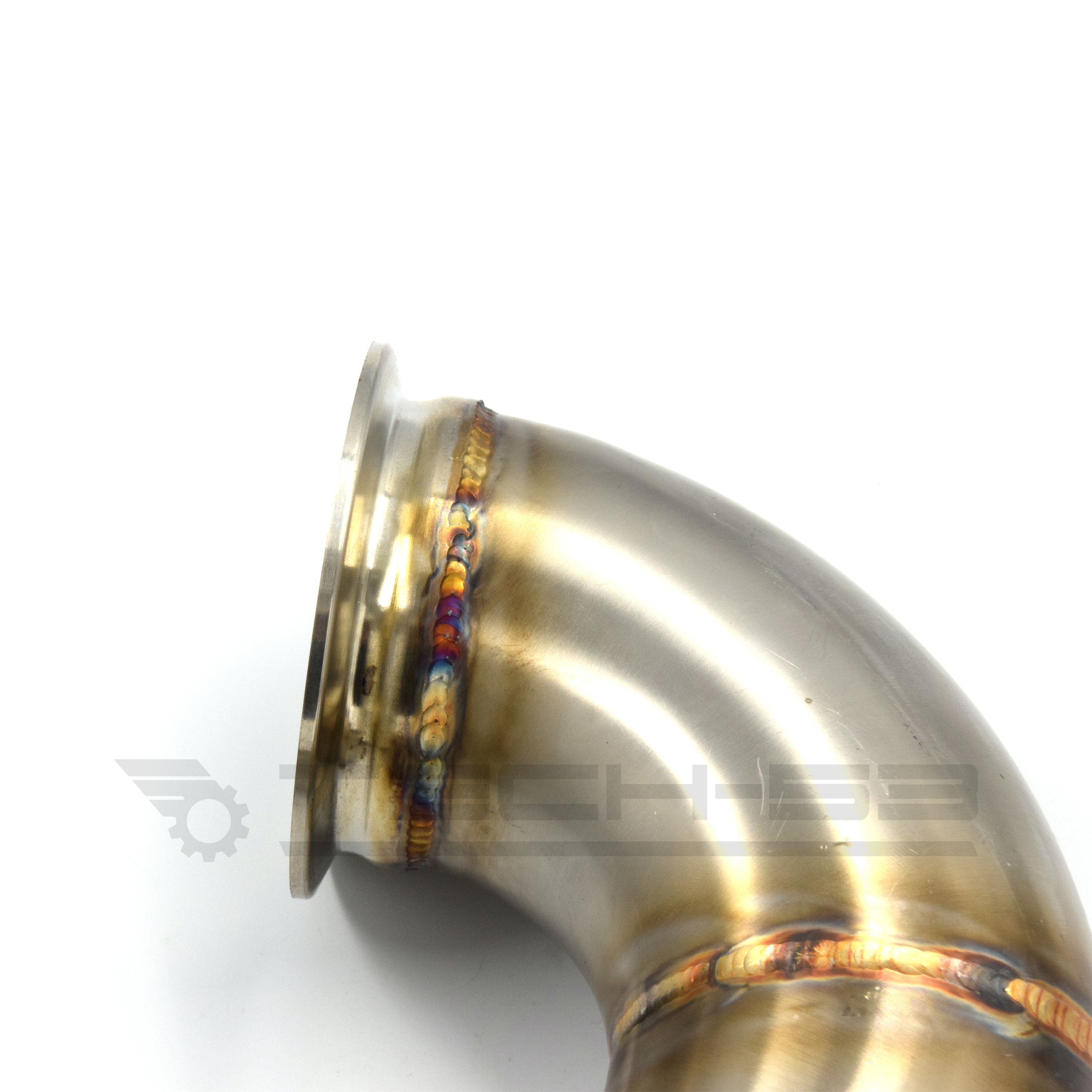 Custom downpipe V-band flange for 1.4T swapped MK1 Volkswagen