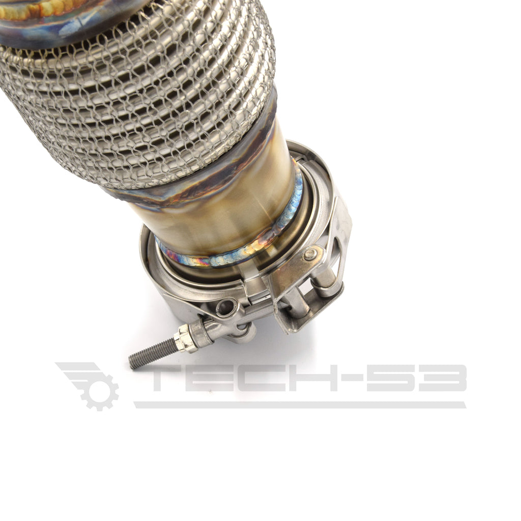 Custom downpipe V-band flange for 1.4T swapped MK1 Volkswagen
