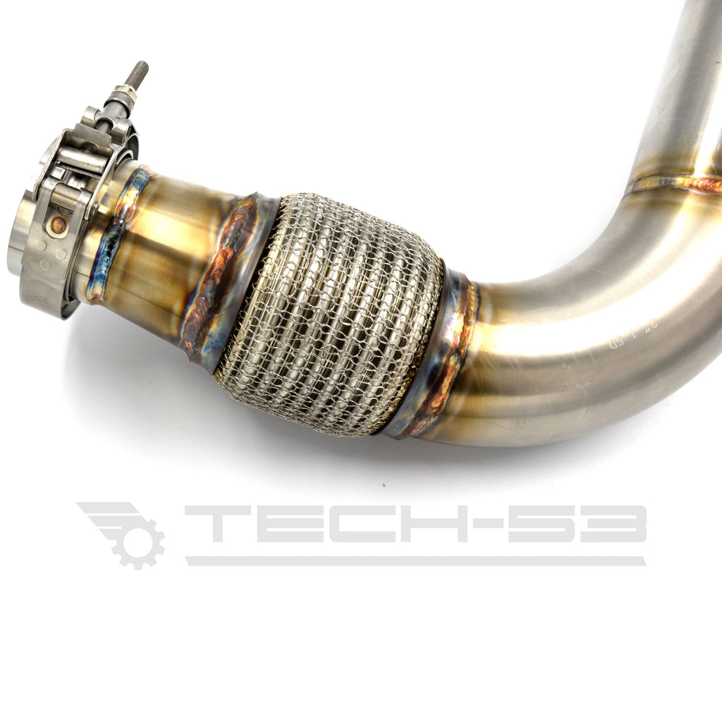 Custom downpipe flexpipe for 1.4T swapped MK1 Volkswagen