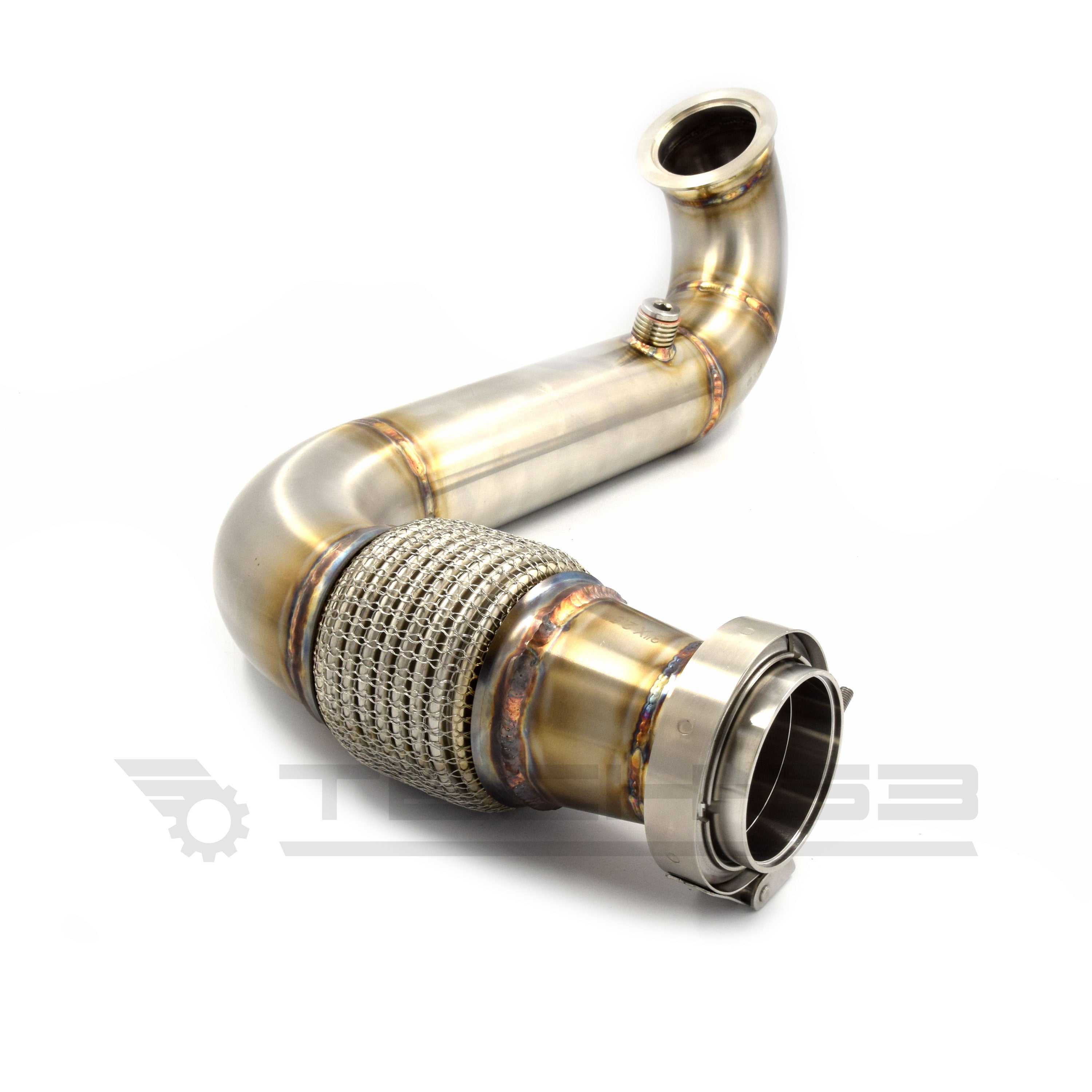Custom downpipe for 1.4T swapped MK1 Volkswagen