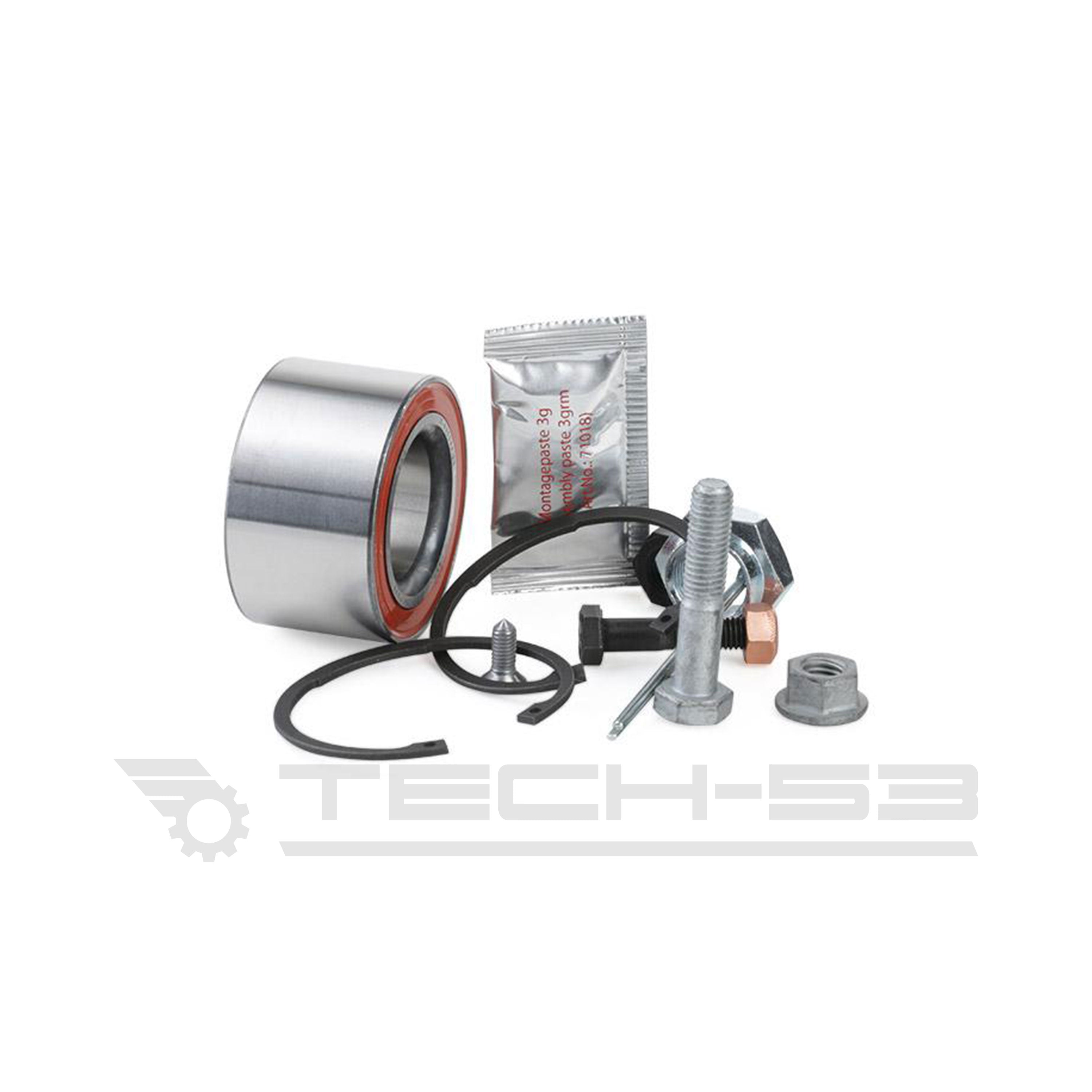 Front wheel bearing kit with hardware and grease for VW MK1